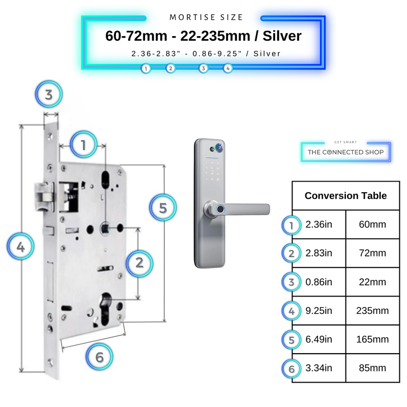 Universal Smart Door Lock Camera - 60-72mm (22x235mm) - Silver -