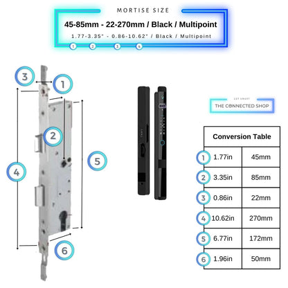Auto Lock Smart Door Lock - Black - 45-85mm (22x270mm) Multipoint -