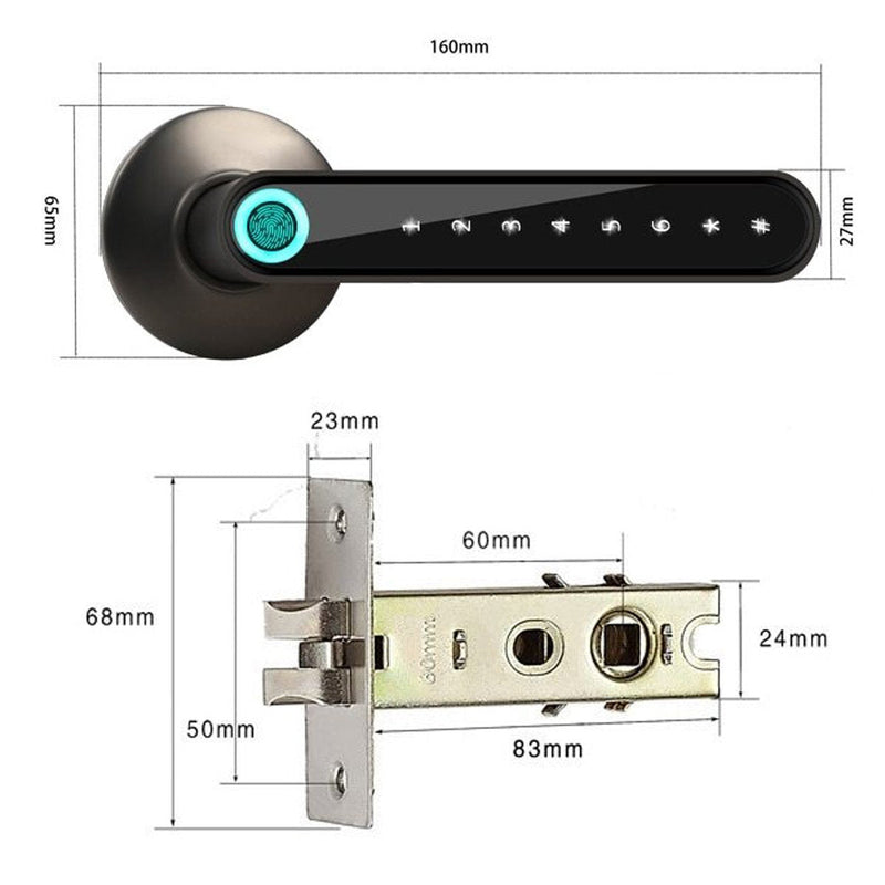 Fingerprint Smart Door Lock - Bronze - -