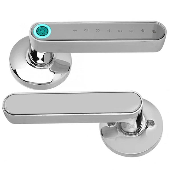 Fingerprint Smart Door Lock - Silver - -