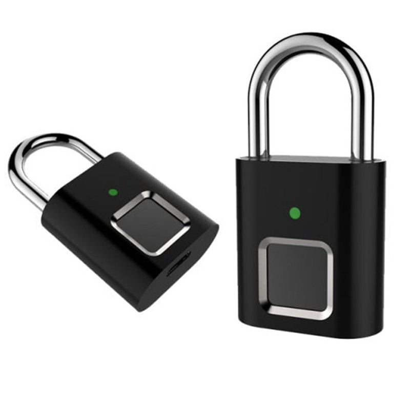 Luggage Fingerprint Padlock - Black - -