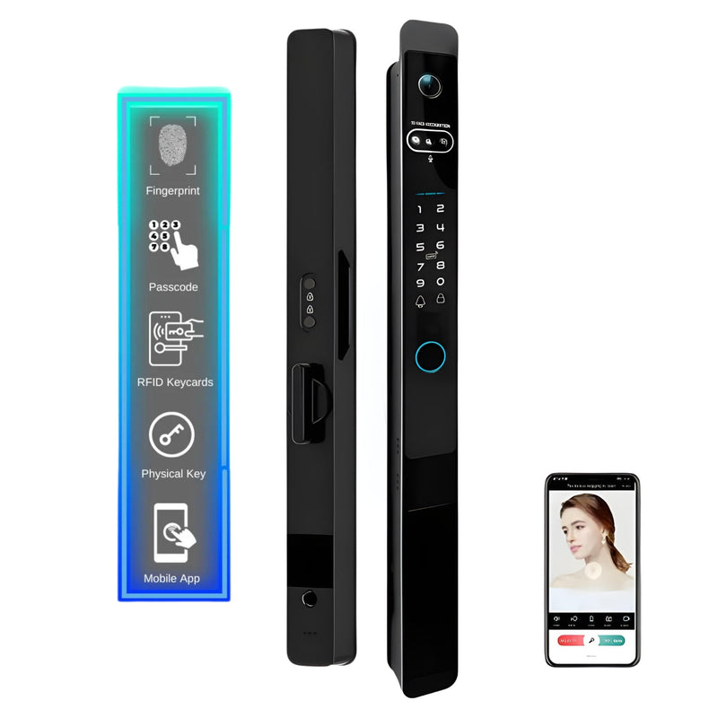 Auto Lock Smart Door Lock - Black - No Mortise -