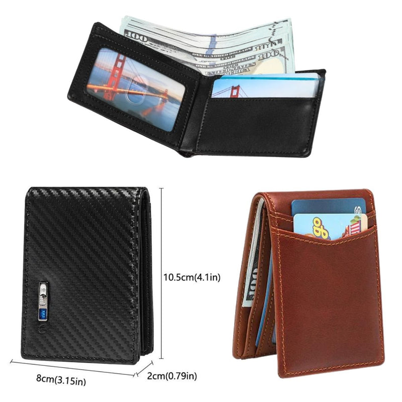 Smart Bluetooth Wallet Bifold - Red Wine - -