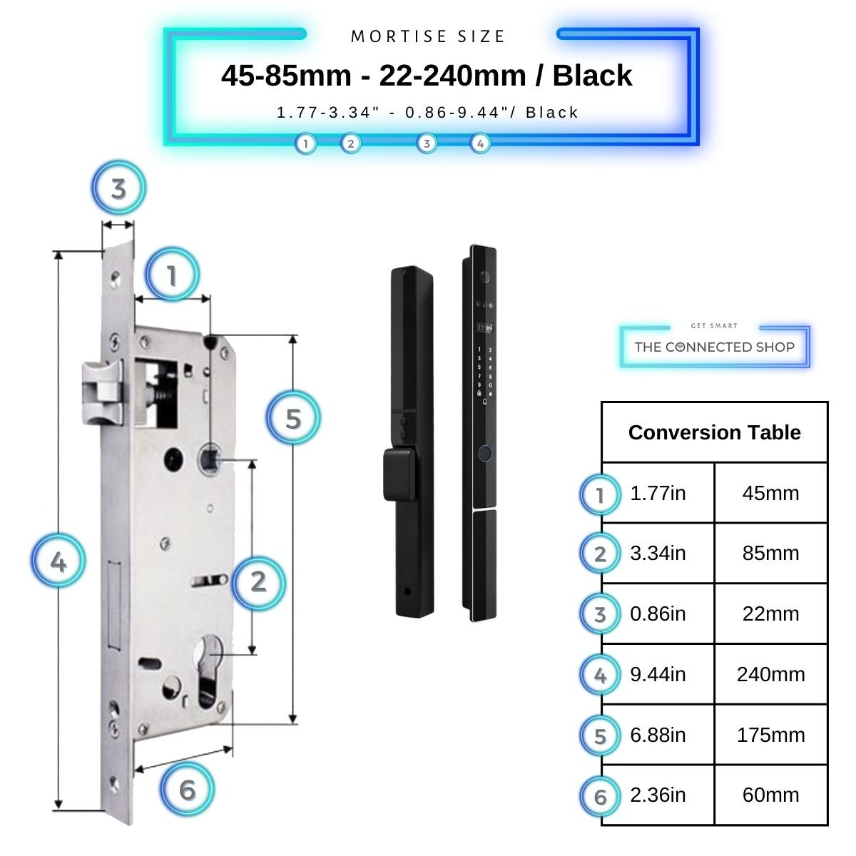 Smart Door Lock Next Gen Plus - Black - 45-85mm (22x240mm)