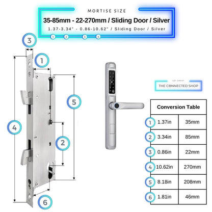 Smart Door Lock Slim - 35-85mm (22x270mm) Sliding Door - Silver -