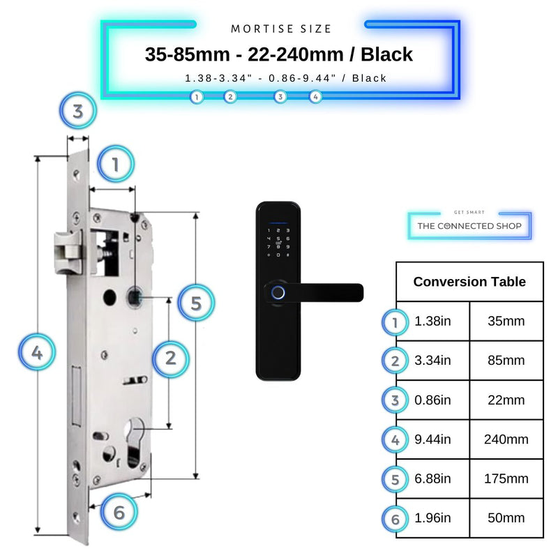 Smart Door Lock XL - 35-85mm (22x240mm) - Black -