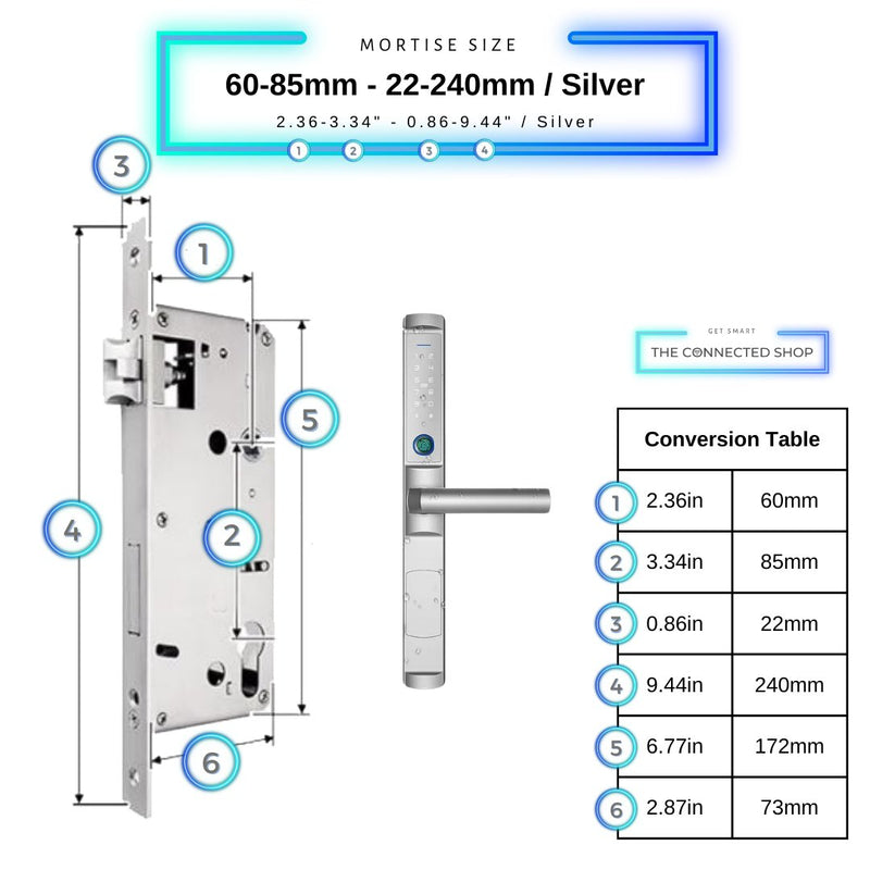 Swing Door Smart Lock - 60-85mm (22x240mm) - Silver - Without Gateway