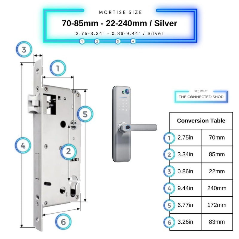 Universal Smart Door Lock Camera - 70-85mm (22x240mm) - Silver -